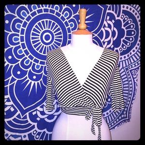 Black and white striped crop top